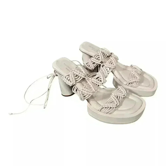 Paloma Barcelo Platform Heels Sandal Ivory Leather Women's 41/11 - Picture 7 of 8